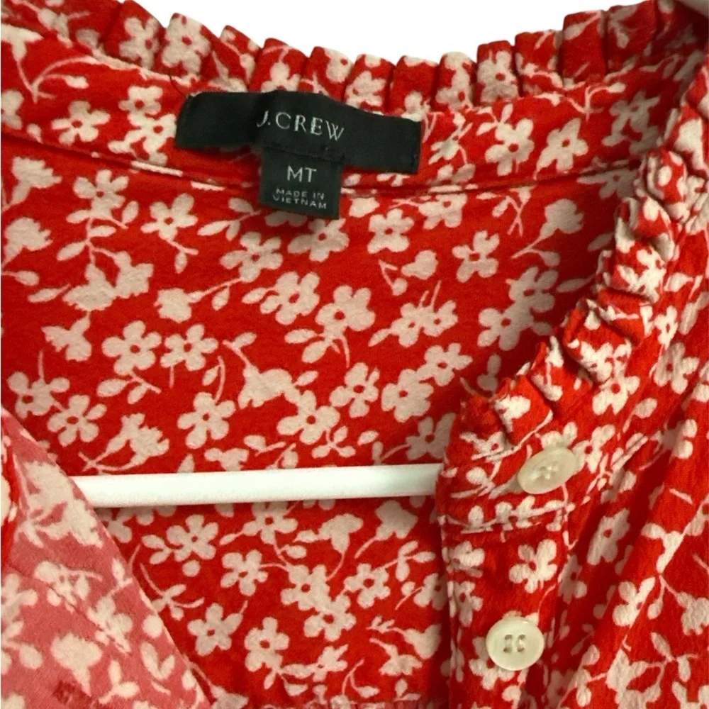 J. Crew Red and White Floral Blouse - Picture 3 of 3